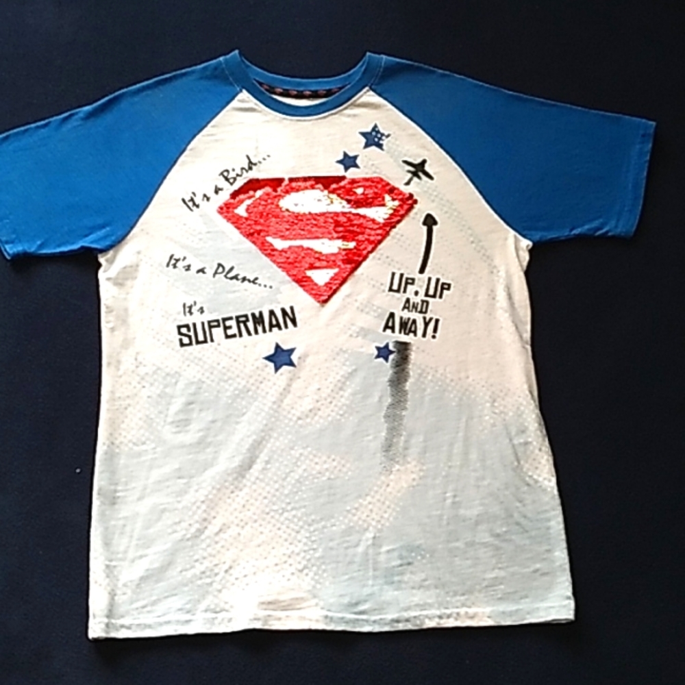 BOYS SUPERMAN Jersey Shirt X-large 14-16